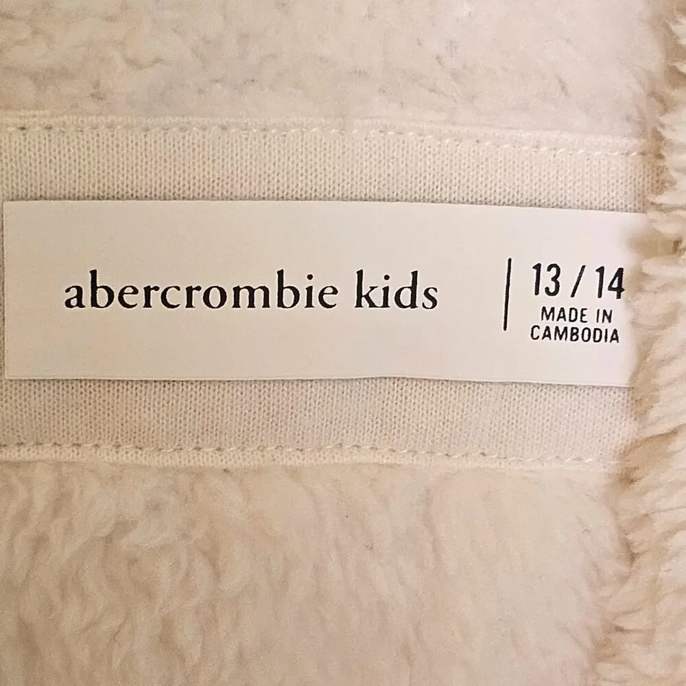 Abercrombie & Fitch Kids White Sherpa Hoodie Sweatshirt